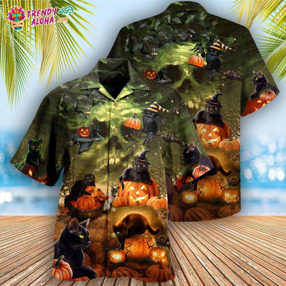 Halloween Black Cat May Luck Be Yours On Halloween Hawaiian Shirt – Trendy Aloha