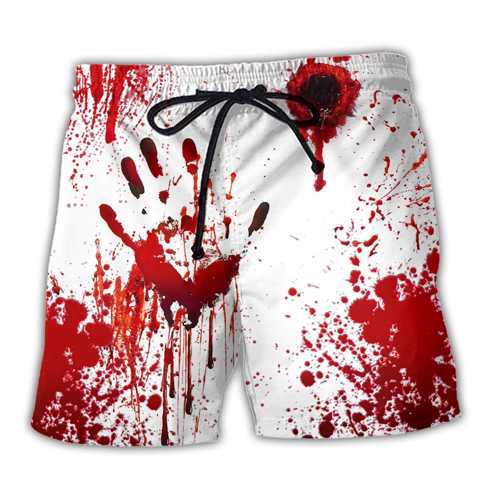 Halloween Blood They’ll Never Find You Trendy Aloha Hawaiian Beach Shorts
