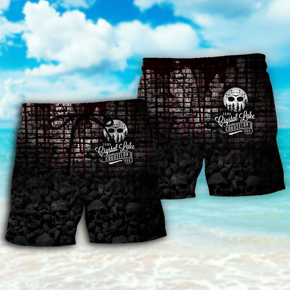Halloween Camp Crystal Lake Counselor 1980 Trendy Aloha Hawaiian Beach Shorts