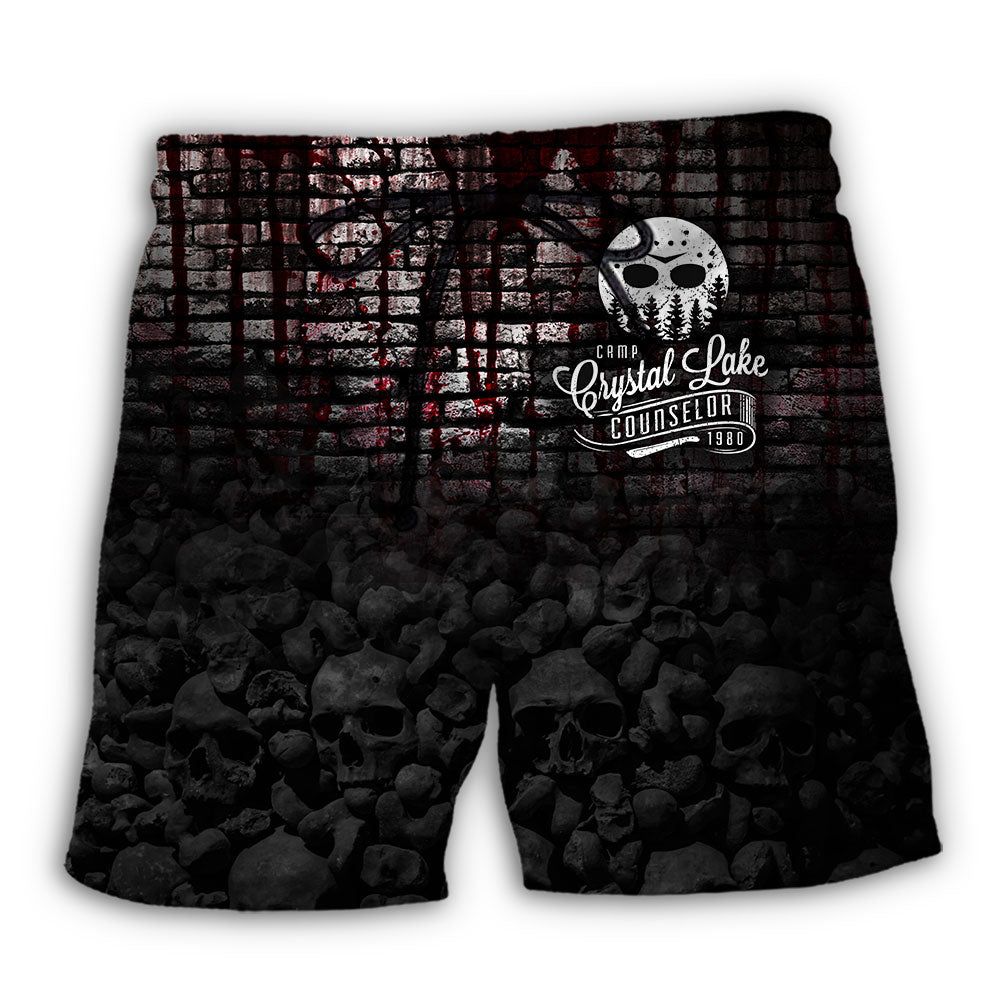 Halloween Camp Crystal Lake Counselor 1980 Trendy Aloha Hawaiian Beach Shorts