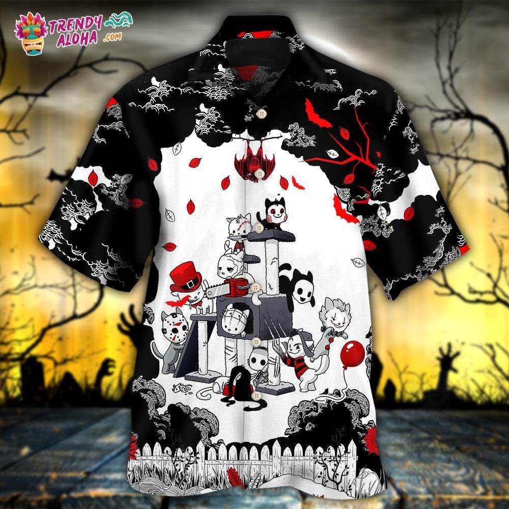 Halloween Cat Horror Kitten Cosplay Hawaiian Shirt – Trendy Aloha