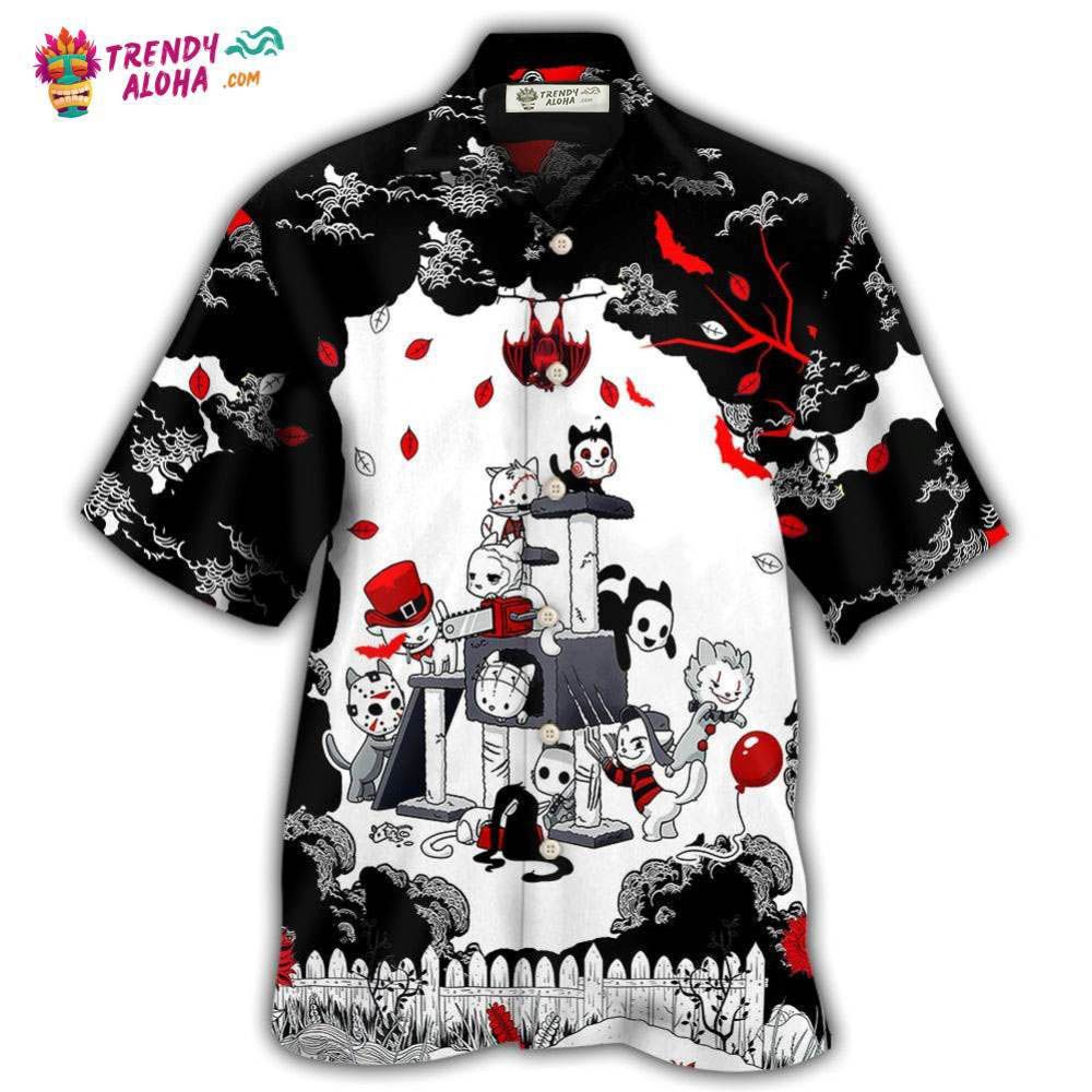 Halloween Cat Horror Kitten Cosplay Hawaiian Shirt – Trendy Aloha