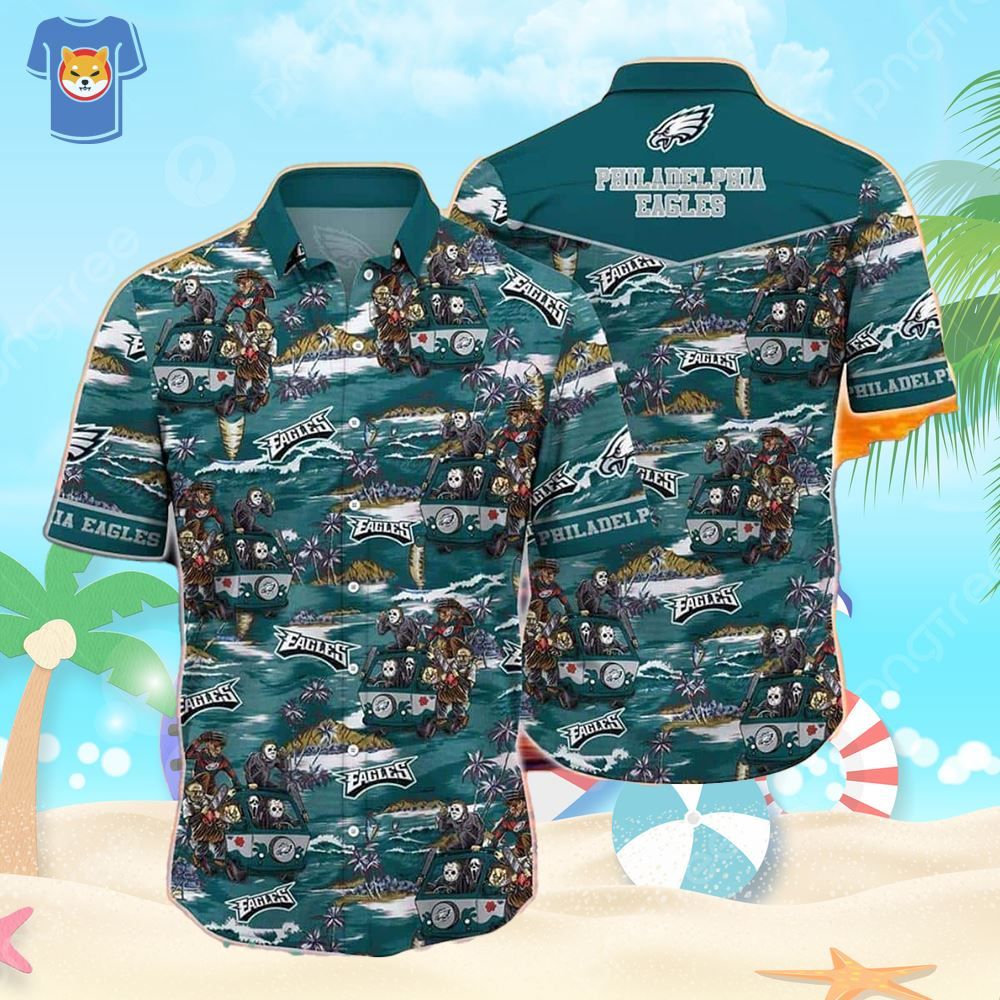 Halloween Characters NFL Philadelphia Eagles Hawaiian Shirt Gift For Football Fans