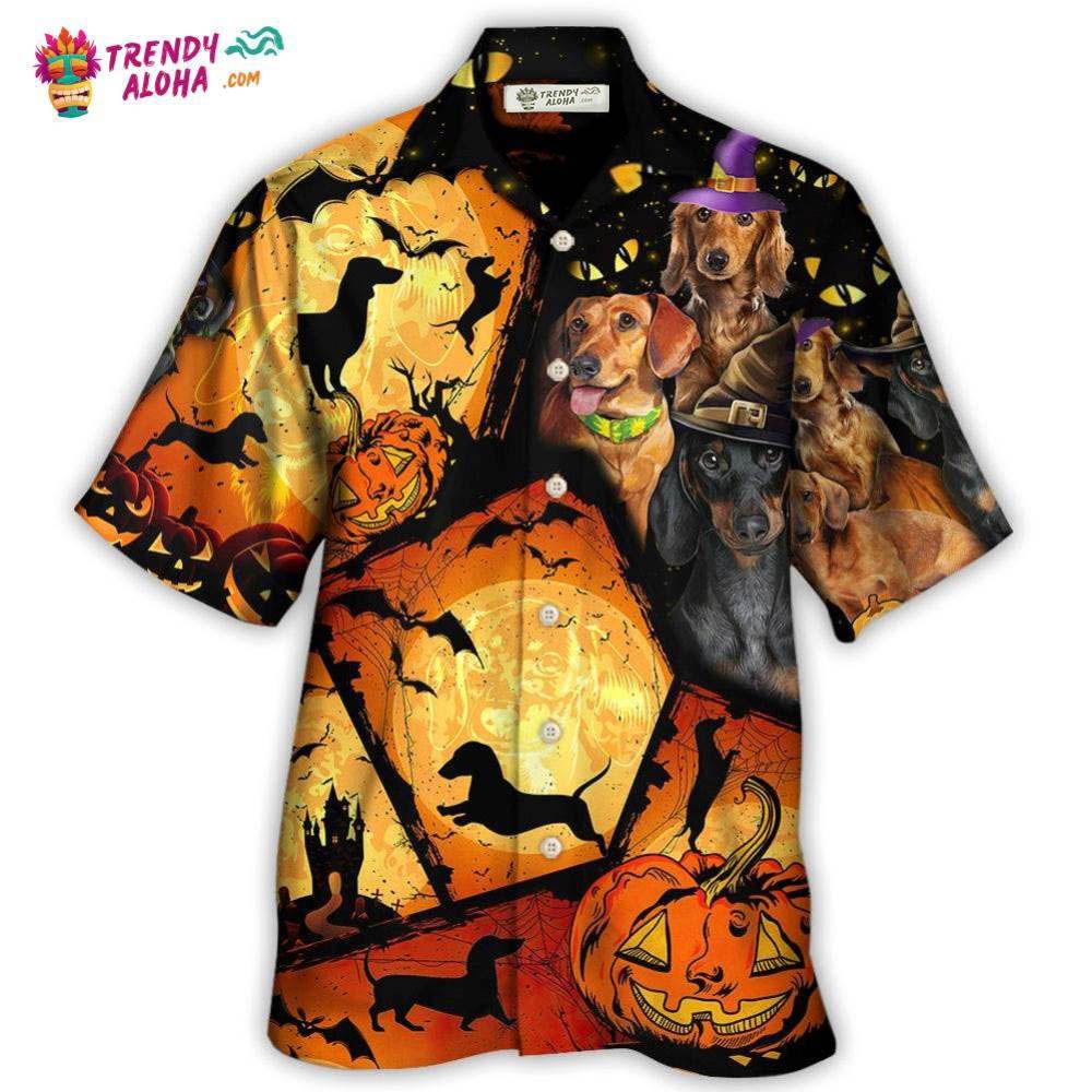 Halloween Dachshund Pumpkin Scary Hawaiian Shirt – Trendy Aloha Halloween Dachshund Pumpkin Scary Hawaiian Shirt – Trendy Aloha