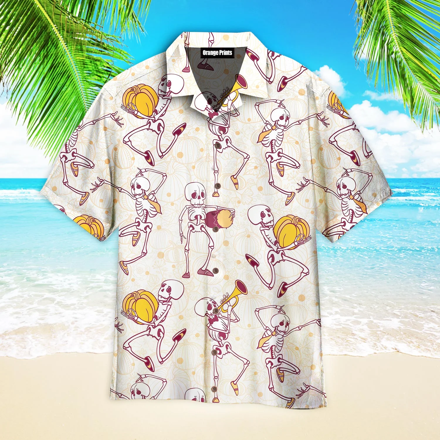 Halloween Dancing Skeleton Aloha Trendy Hawaiian Shirts