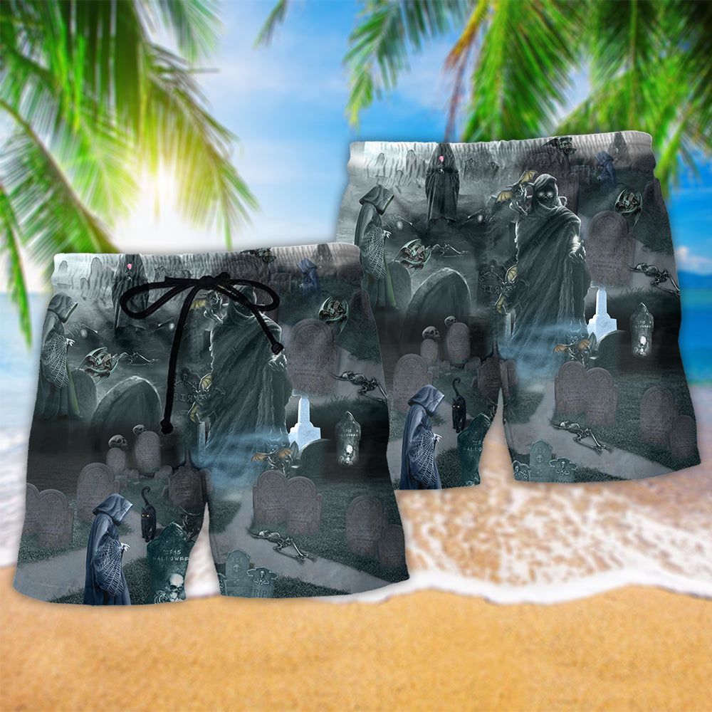 Halloween Death Could Not Hold Him In Tomb Trendy Aloha Hawaiian Beach Shorts