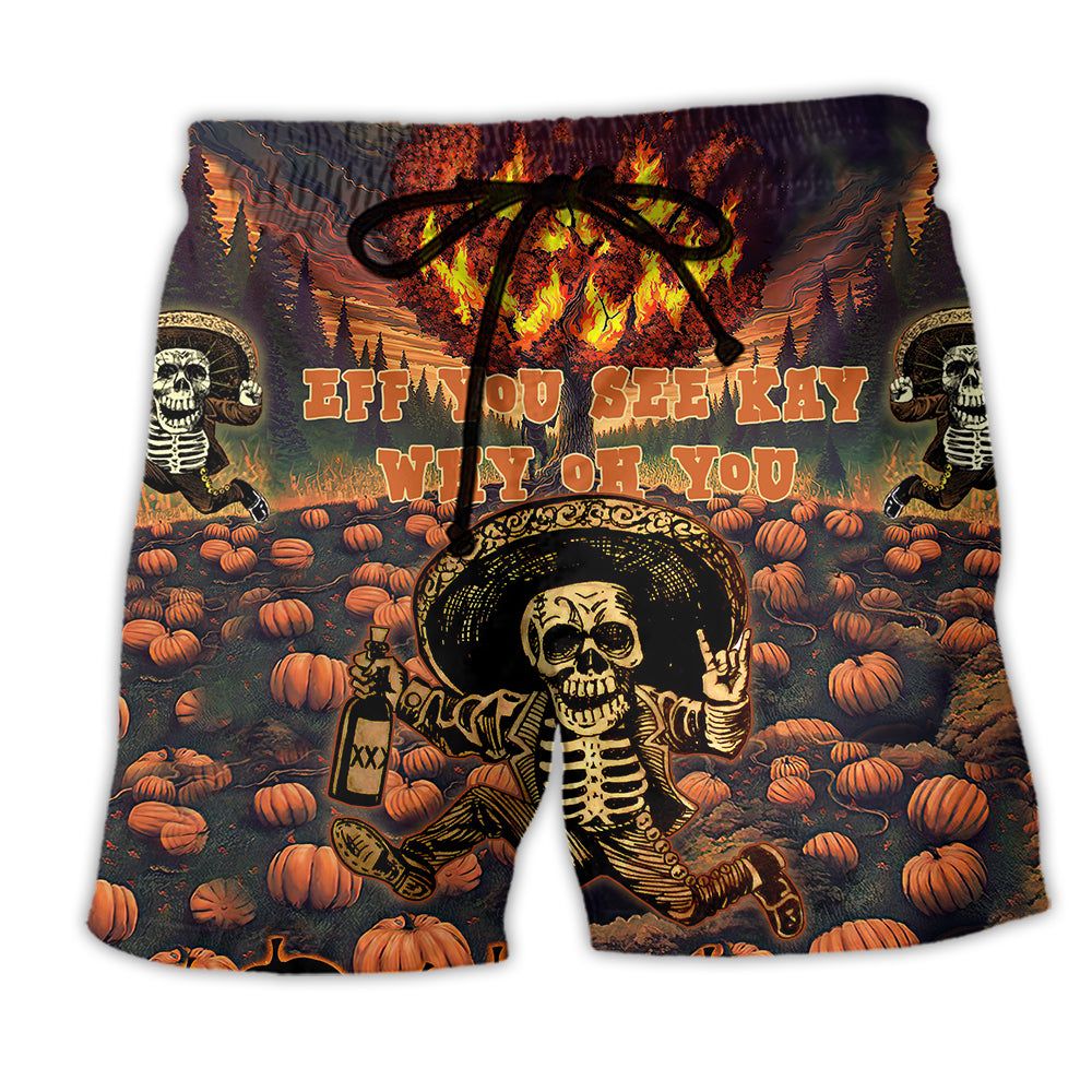 Halloween Eff You See Kay Why Oh You Trendy Aloha Hawaiian Beach Shorts