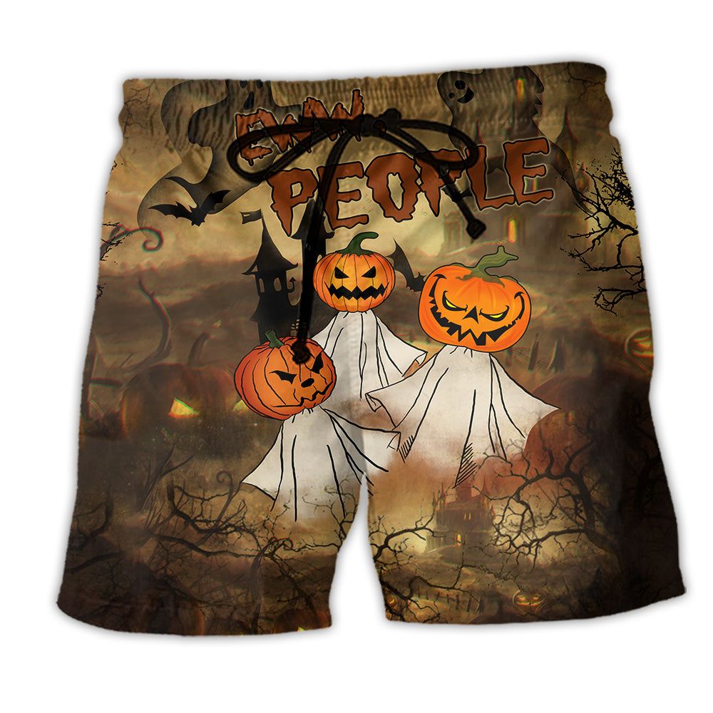Halloween Eww People Pumpkin Ghost Trendy Aloha Hawaiian Beach Shorts