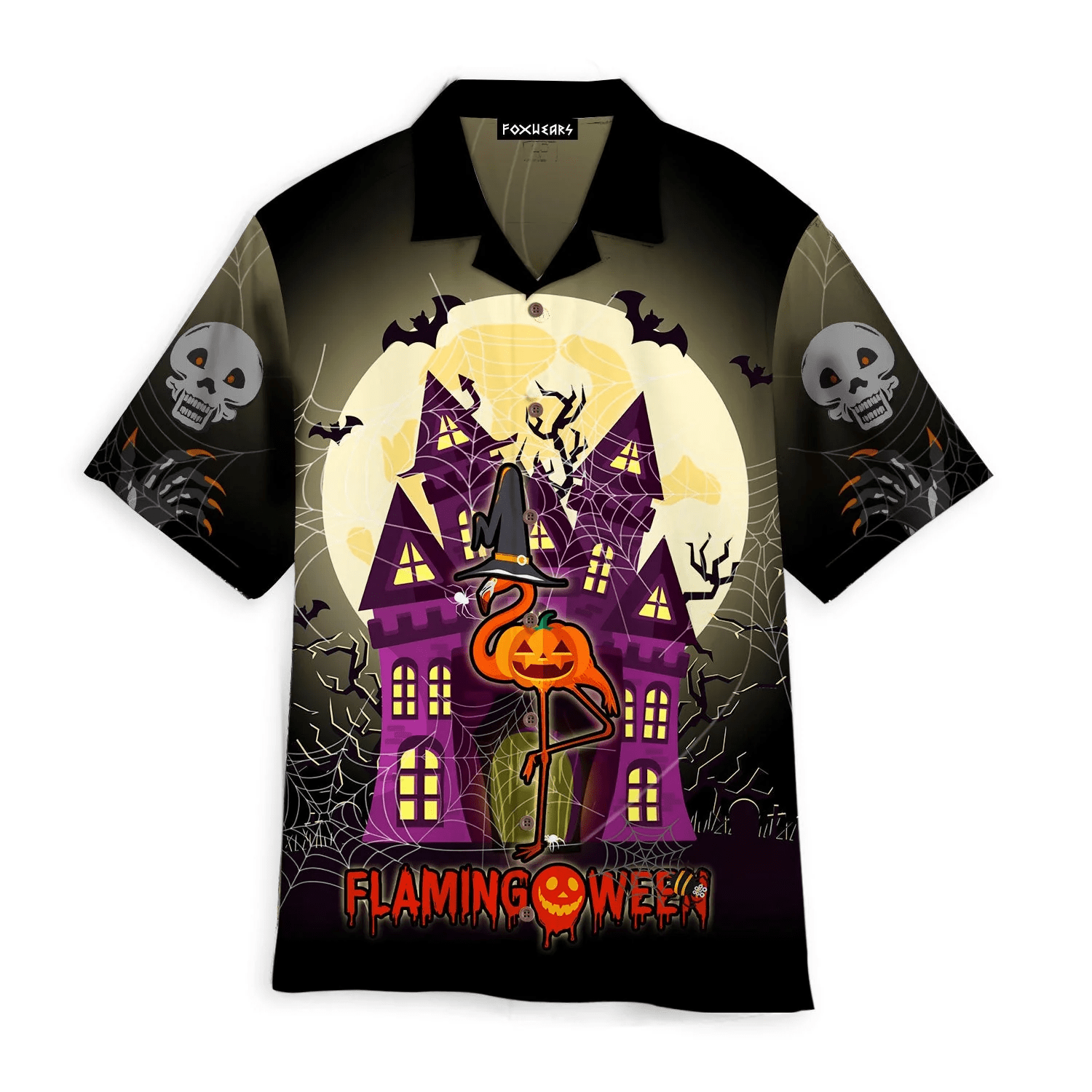 Halloween Flamingo Pumpkin Trendy Hawaiian Shirt For Aloha Shirt