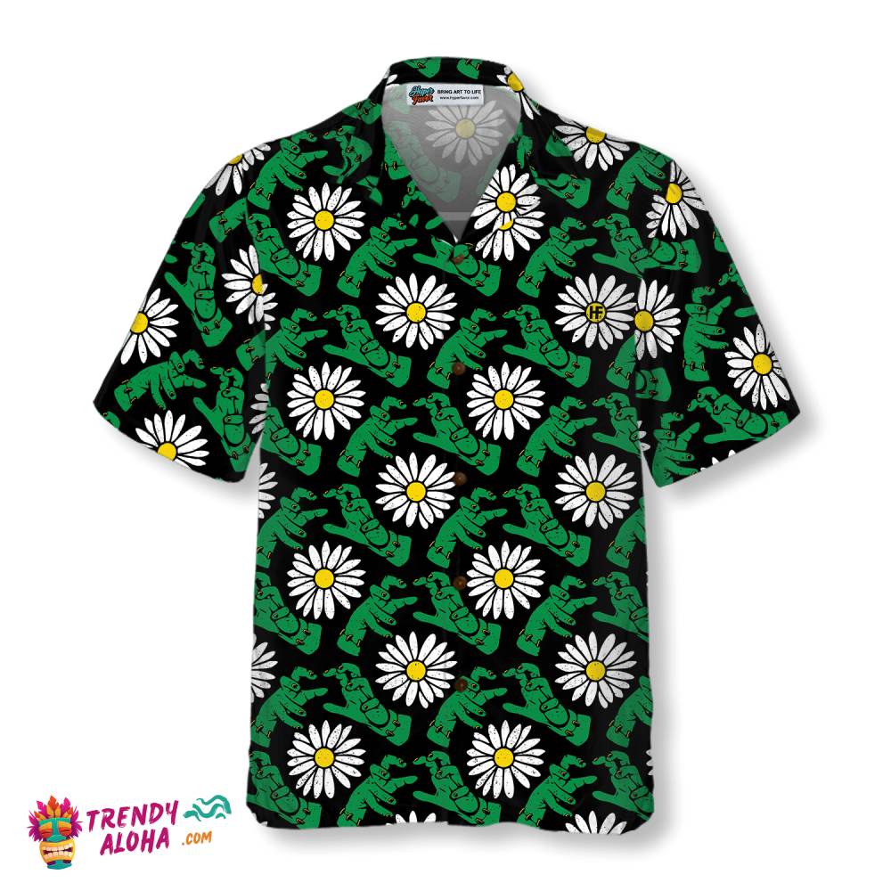 Halloween Frankenstein’s Monster And Daisies Hawaiian Shirt