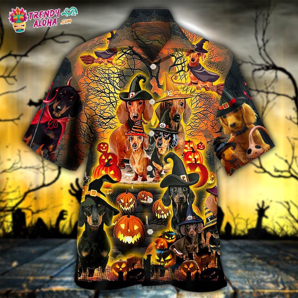 Halloween Funny Dachshund Dog Hawaiian Shirt – Trendy Aloha