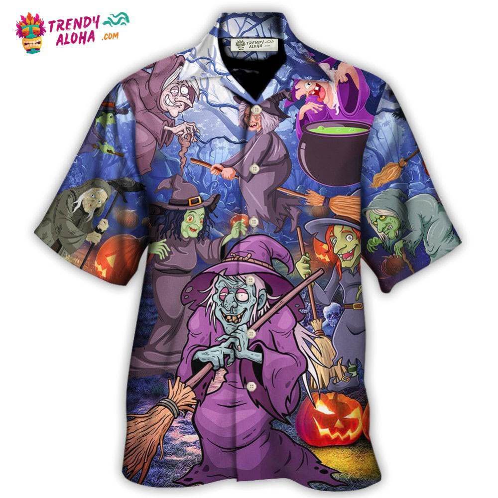 Halloween Funny Witch Pumpkin In The Magic Forest Hawaiian Shirt – Trendy Aloha Halloween Funny Witch Pumpkin In The Magic Forest Hawaiian Shirt – Trendy Aloha