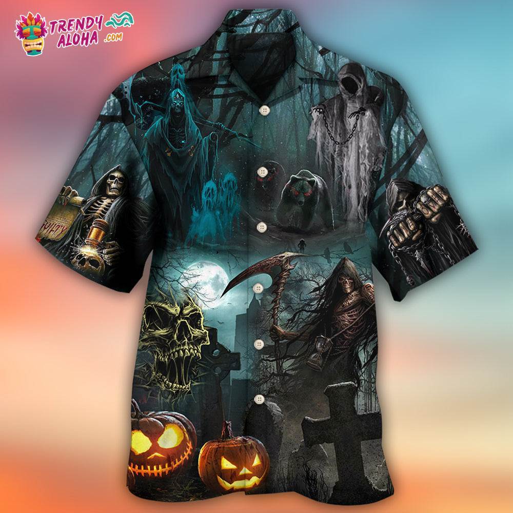 Halloween Ghost In The Dark Pumpkin Scary Hawaiian Shirt – Trendy Aloha