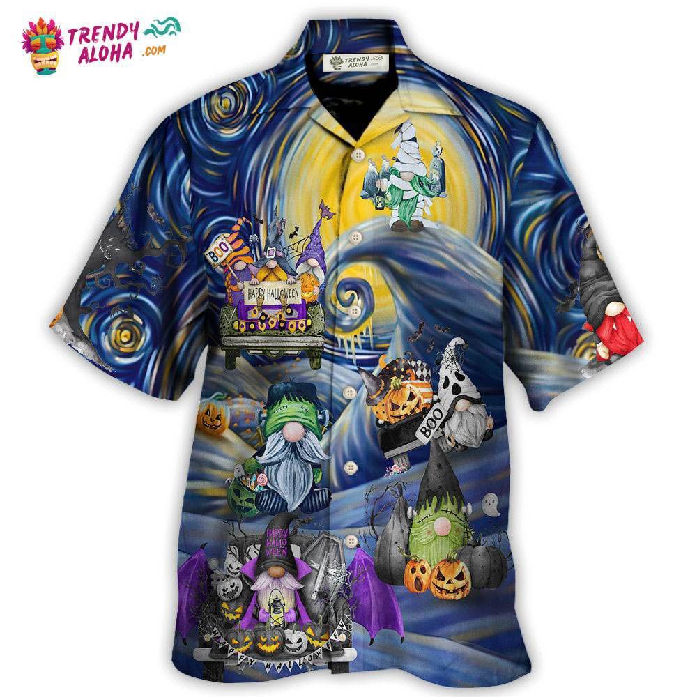 Halloween Gnome Spooky Inviting Haunted House Hawaiian Shirt – Trendy Aloha Halloween Gnome Spooky Inviting Haunted House Hawaiian Shirt – Trendy Aloha