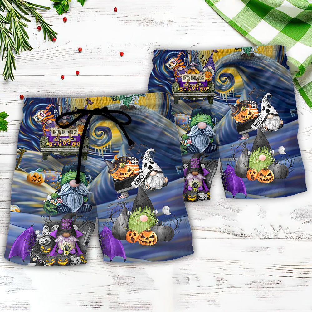 Halloween Gnome Spooky Inviting Haunted House Trendy Aloha Hawaiian Beach Shorts