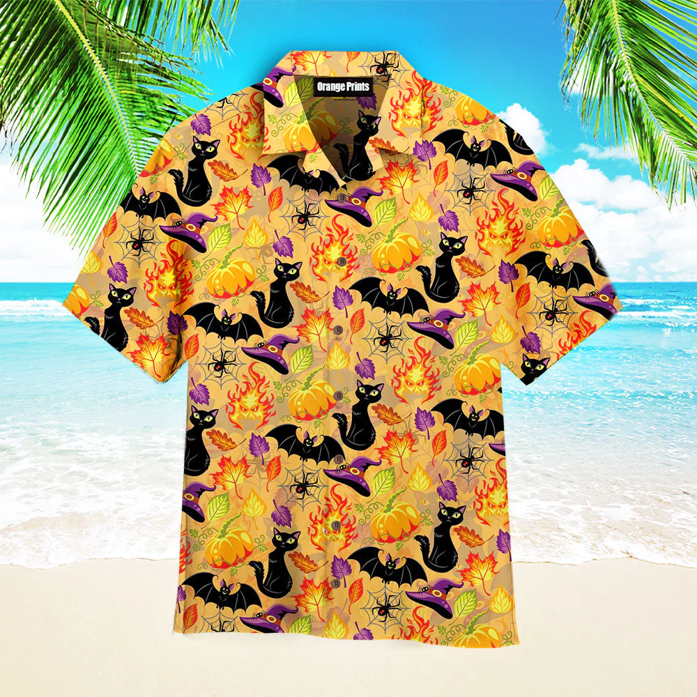 Halloween Horror Queen Cat Aloha Trendy Hawaiian Shirts