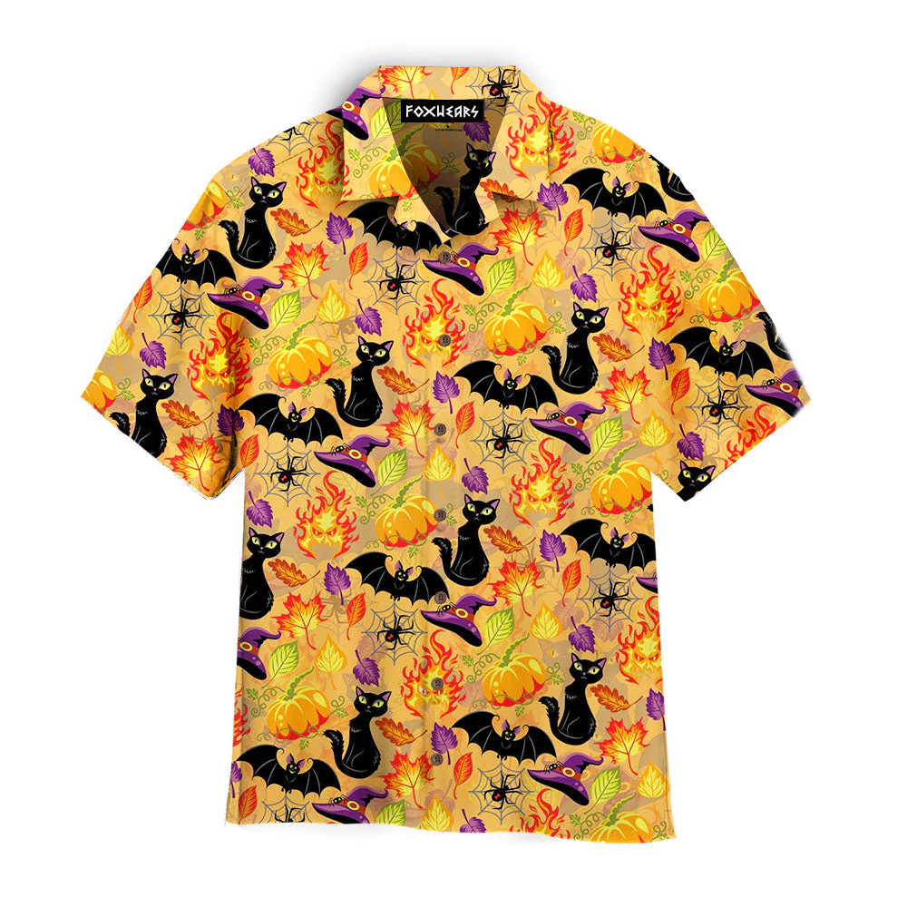 Halloween Horror Queen Cat Aloha Trendy Hawaiian Shirts