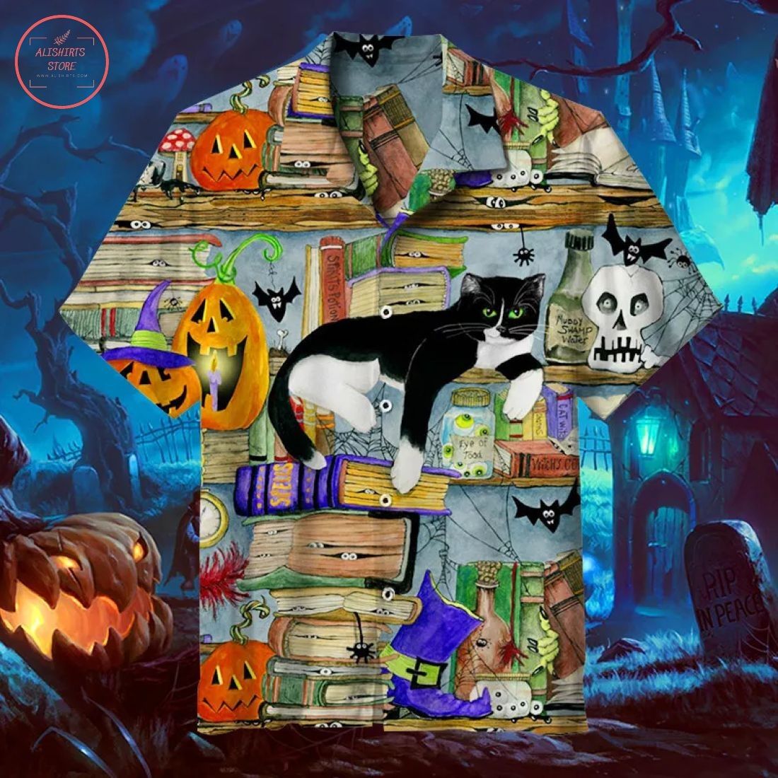 Halloween House Cat Inspired Hawaiian Shirt Unique