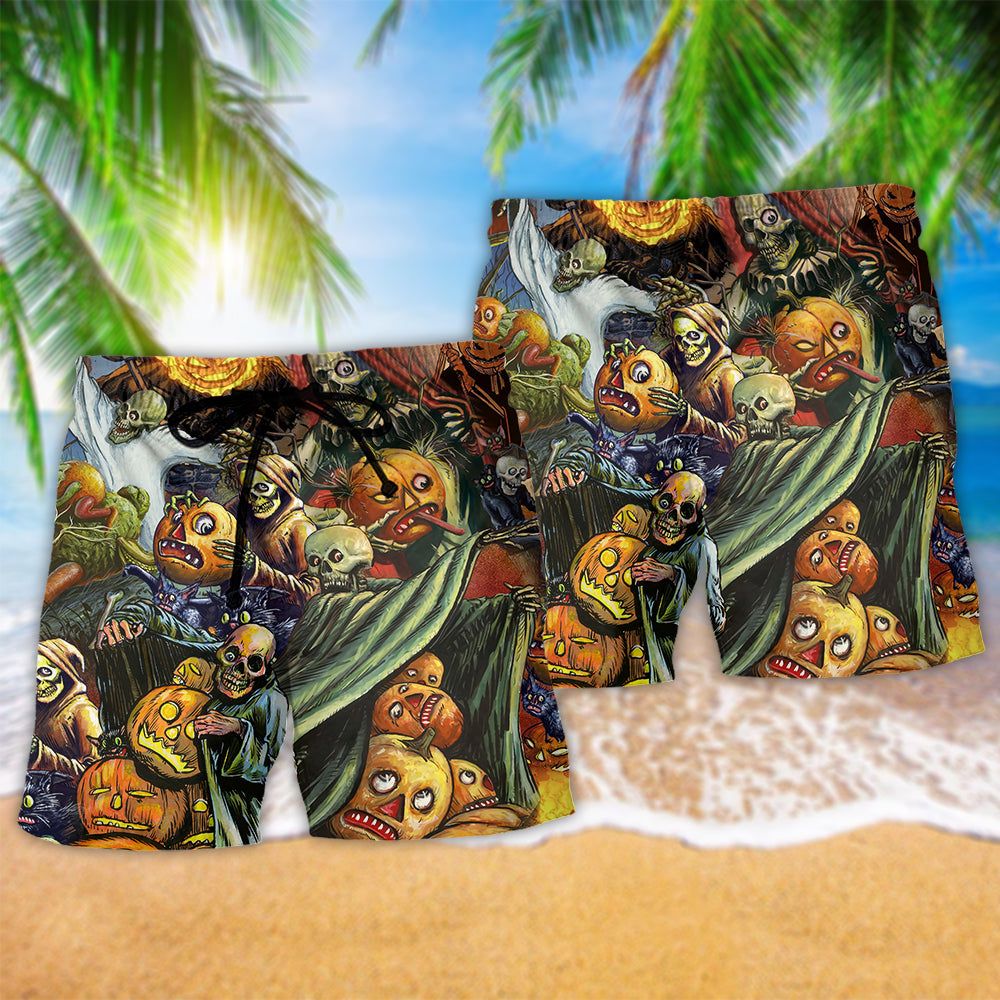 Halloween Is Coming Soon Trendy Aloha Hawaiian Beach Shorts