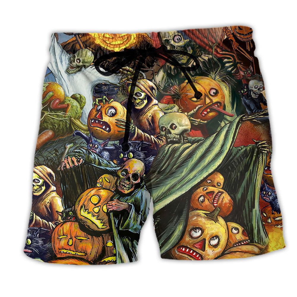 Halloween Is Coming Soon Trendy Aloha Hawaiian Beach Shorts