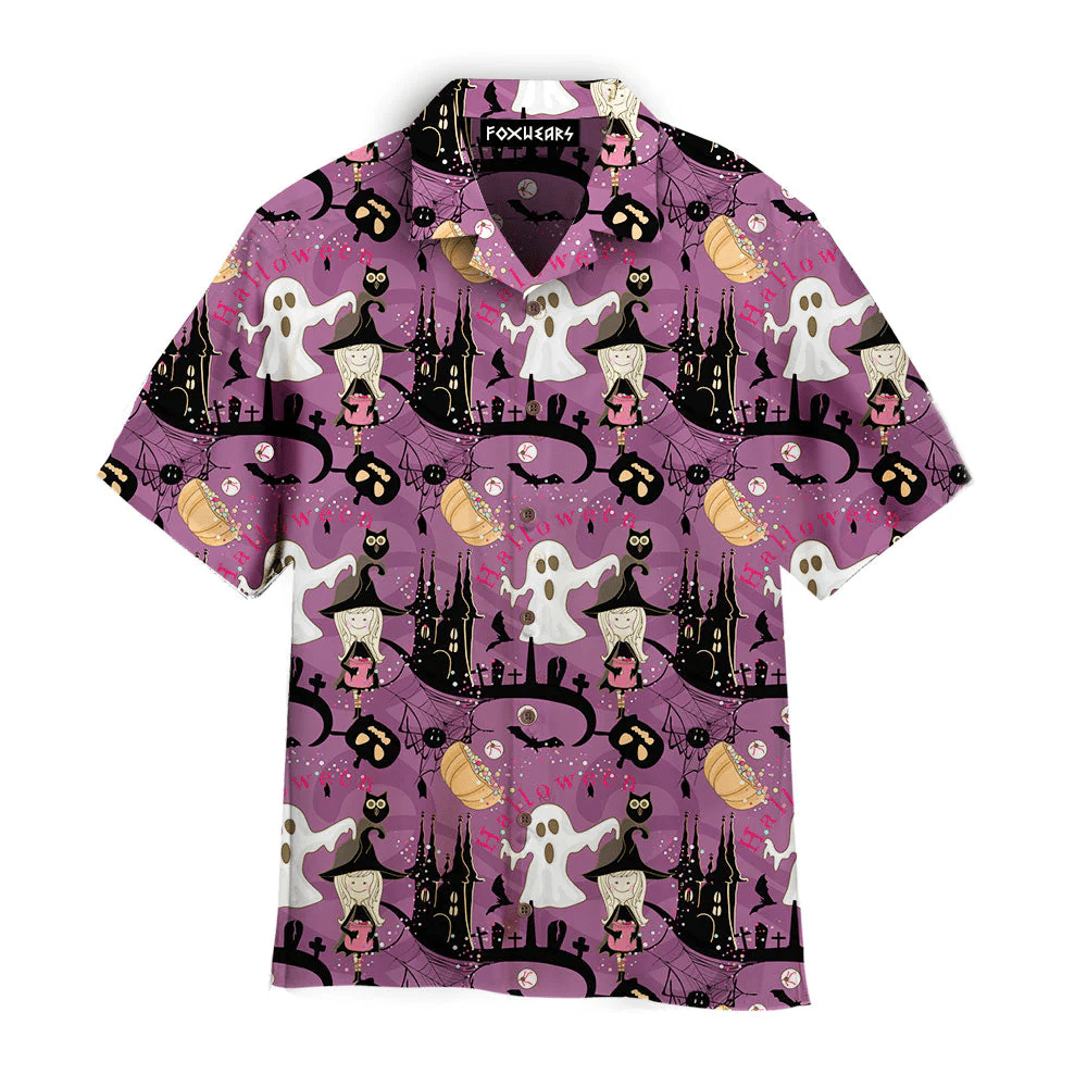 Halloween Is Here Purple Pattern Aloha Trendy Hawaiian Shirts