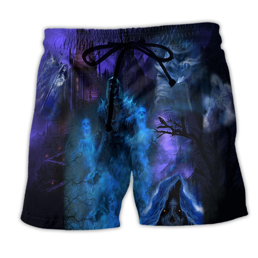 Halloween It’s Skoopy Season Trendy Aloha Hawaiian Beach Shorts