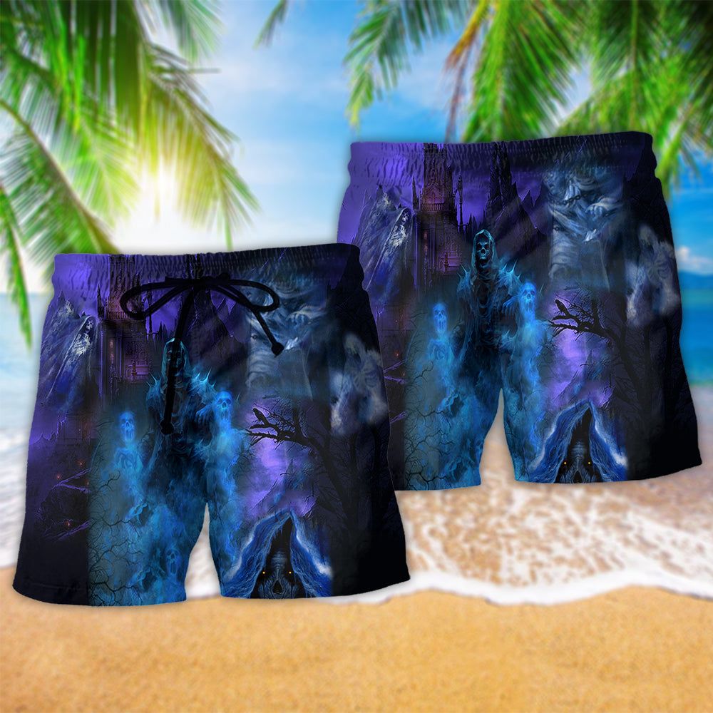 Halloween It’s Skoopy Season Trendy Aloha Hawaiian Beach Shorts