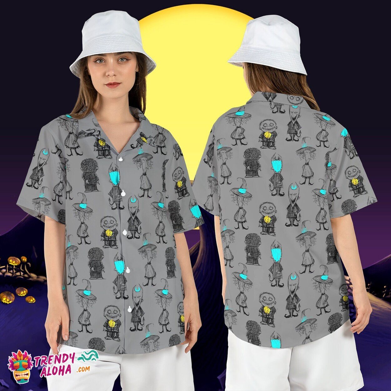Halloween Lock Shock Barrel Nightmare Before Xmas Aloha Tee