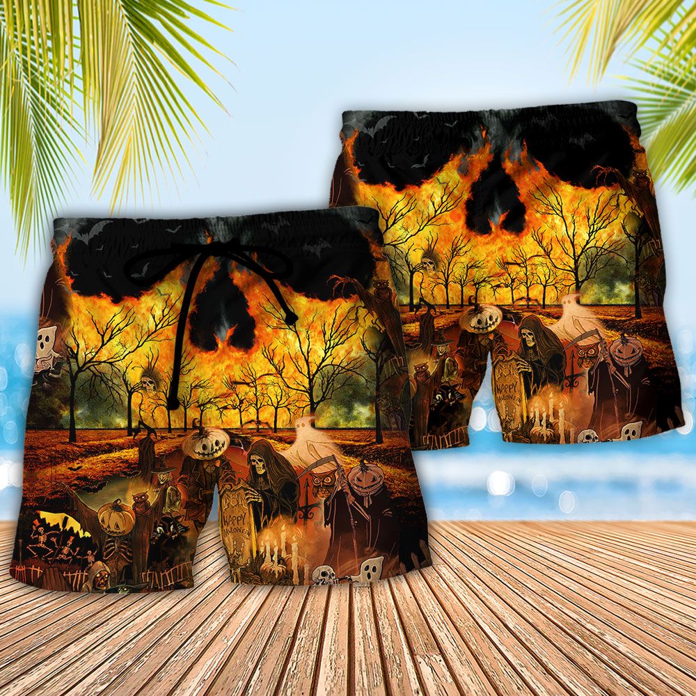 Halloween Love Party Trendy Aloha Hawaiian Beach Shorts
