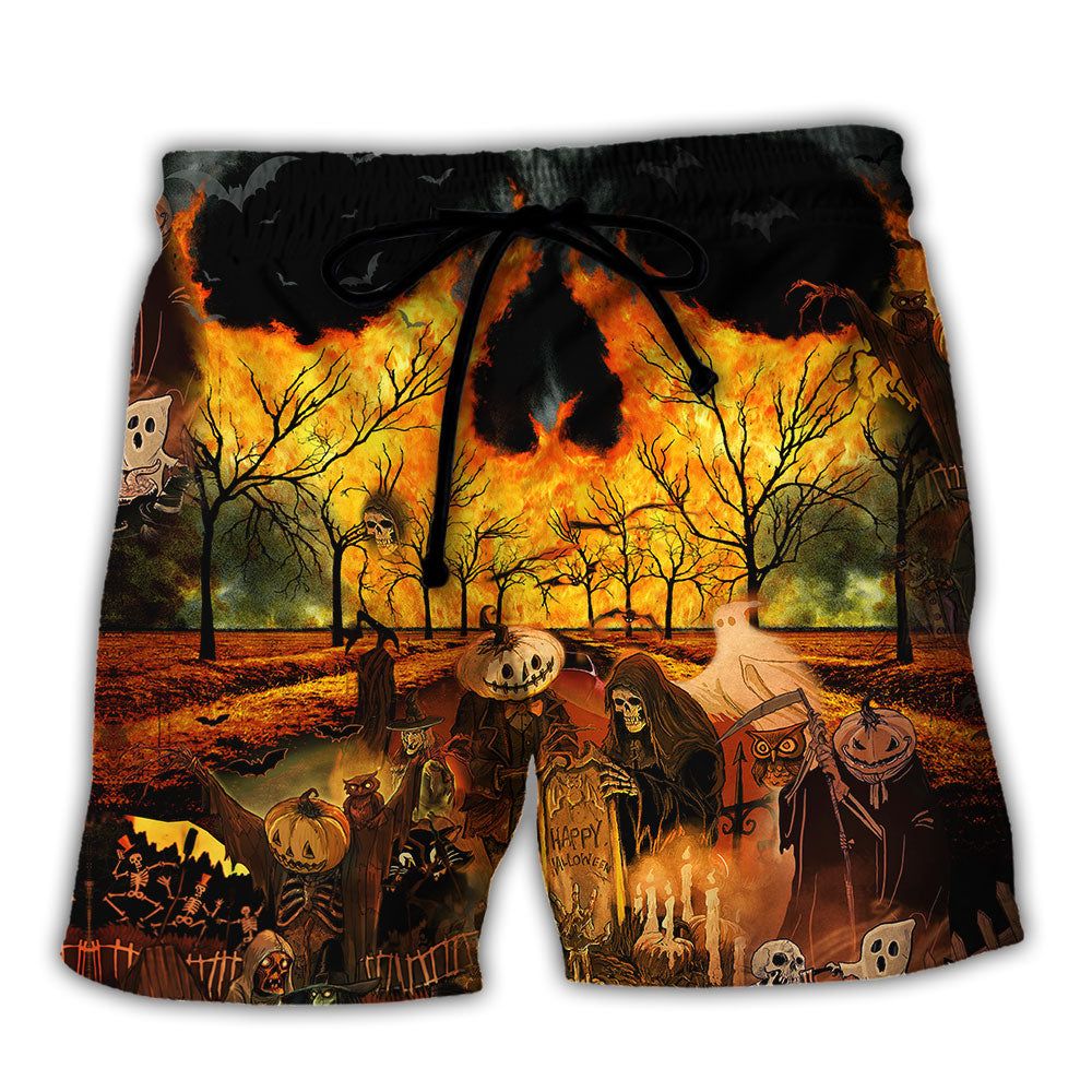 Halloween Love Party Trendy Aloha Hawaiian Beach Shorts