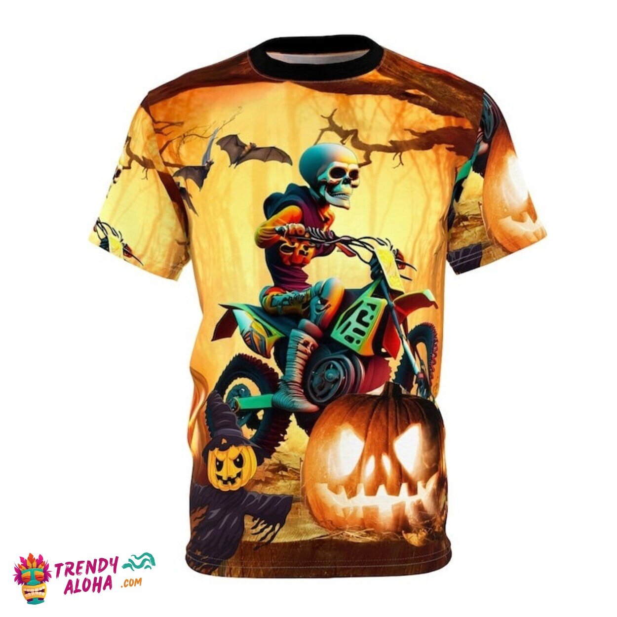 Halloween Motocross Skeleton All-Over Print Spooky Season Shirt