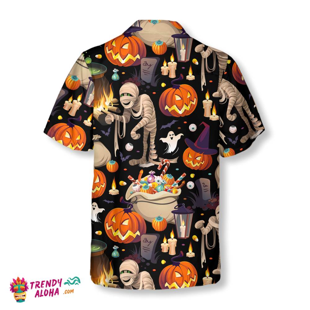 Halloween Mummy And Bags Of Sweets Hawaiian Shirt