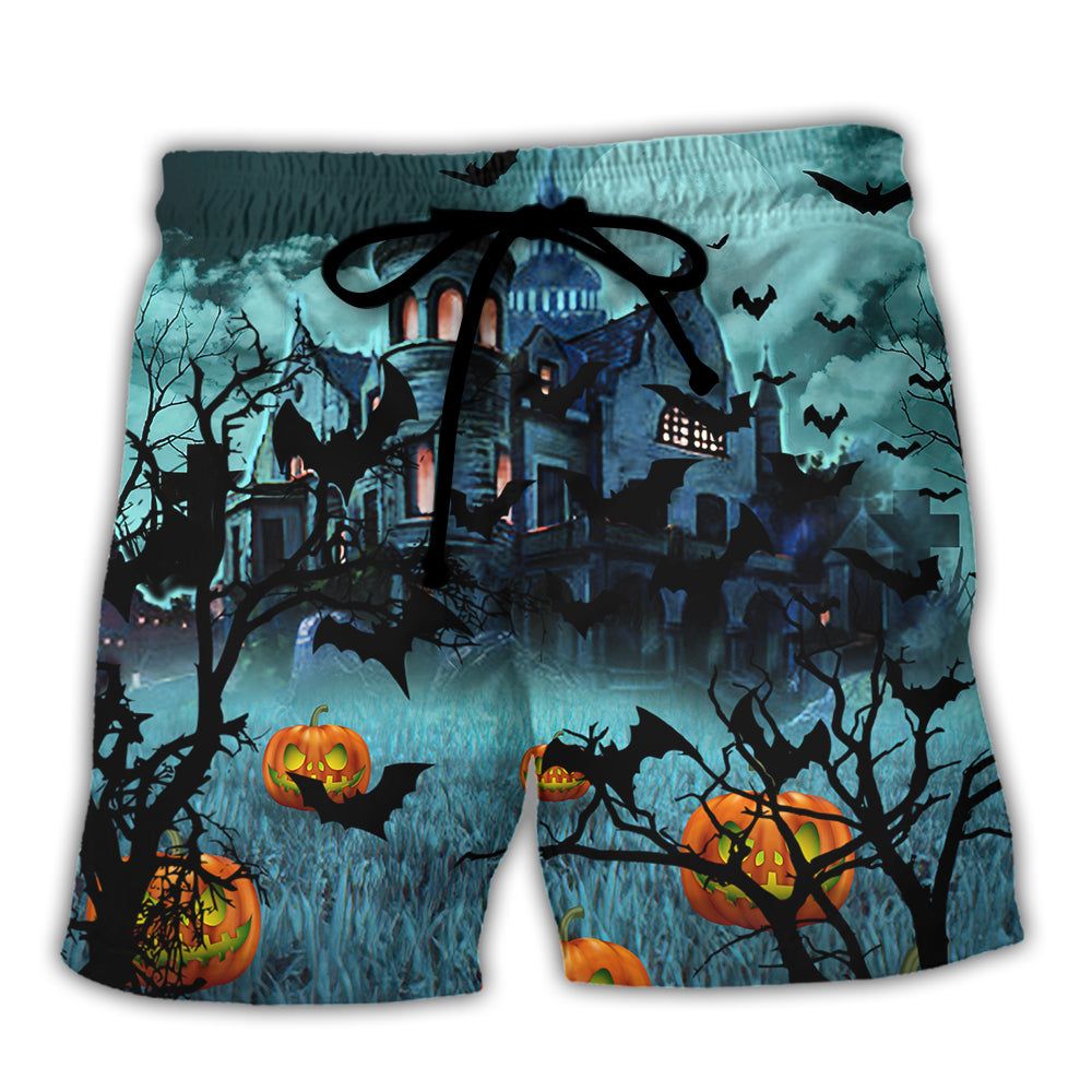Halloween Night Dark Pumpkin Trendy Aloha Hawaiian Beach Shorts