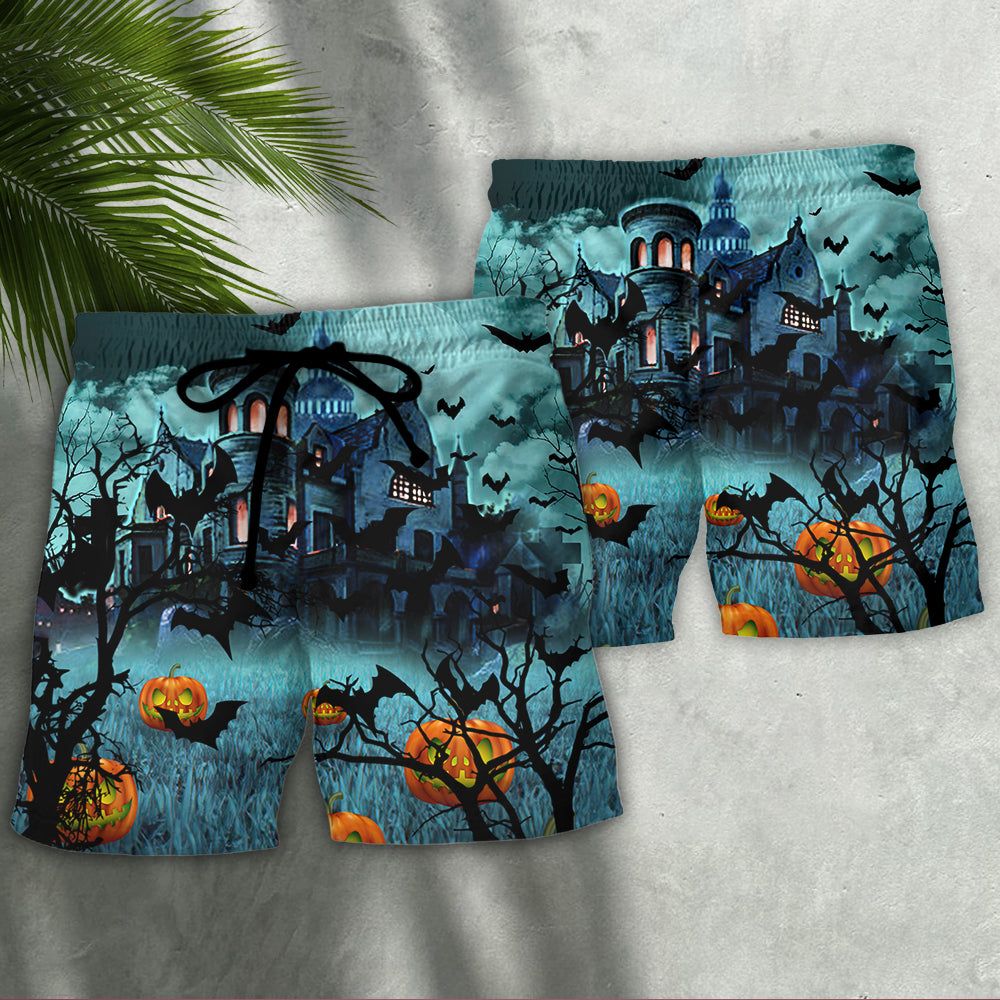 Halloween Night Dark Pumpkin Trendy Aloha Hawaiian Beach Shorts
