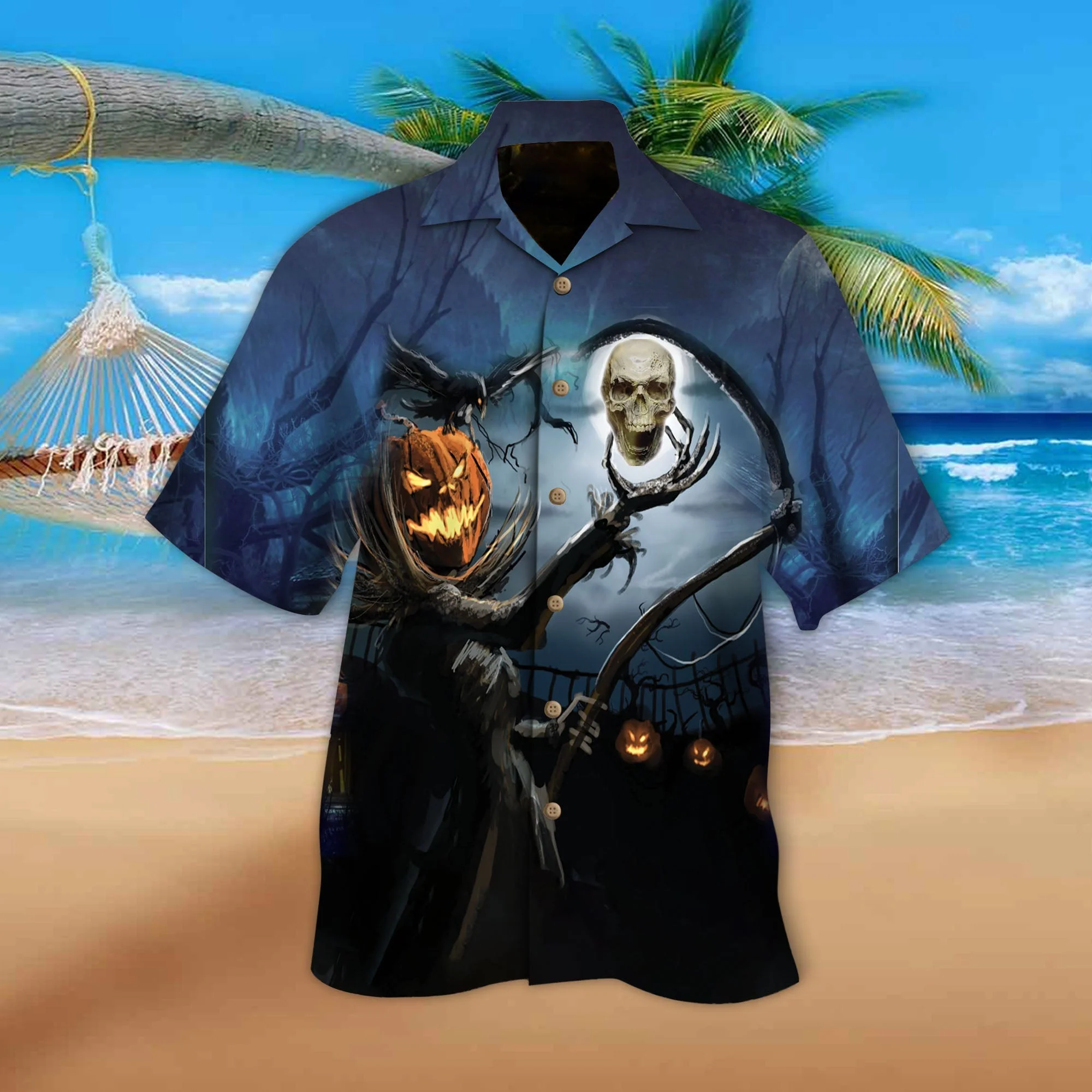 Halloween Night Skull Trendy Hawaiian Shirt, Skull Lover Trendy Hawaiian Shirt For