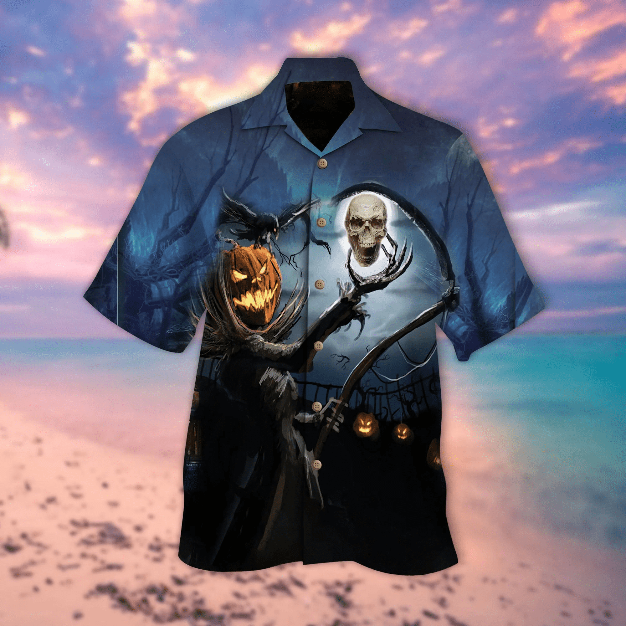 Halloween Night Skull Trendy Hawaiian Shirt, Skull Lover Trendy Hawaiian Shirt For