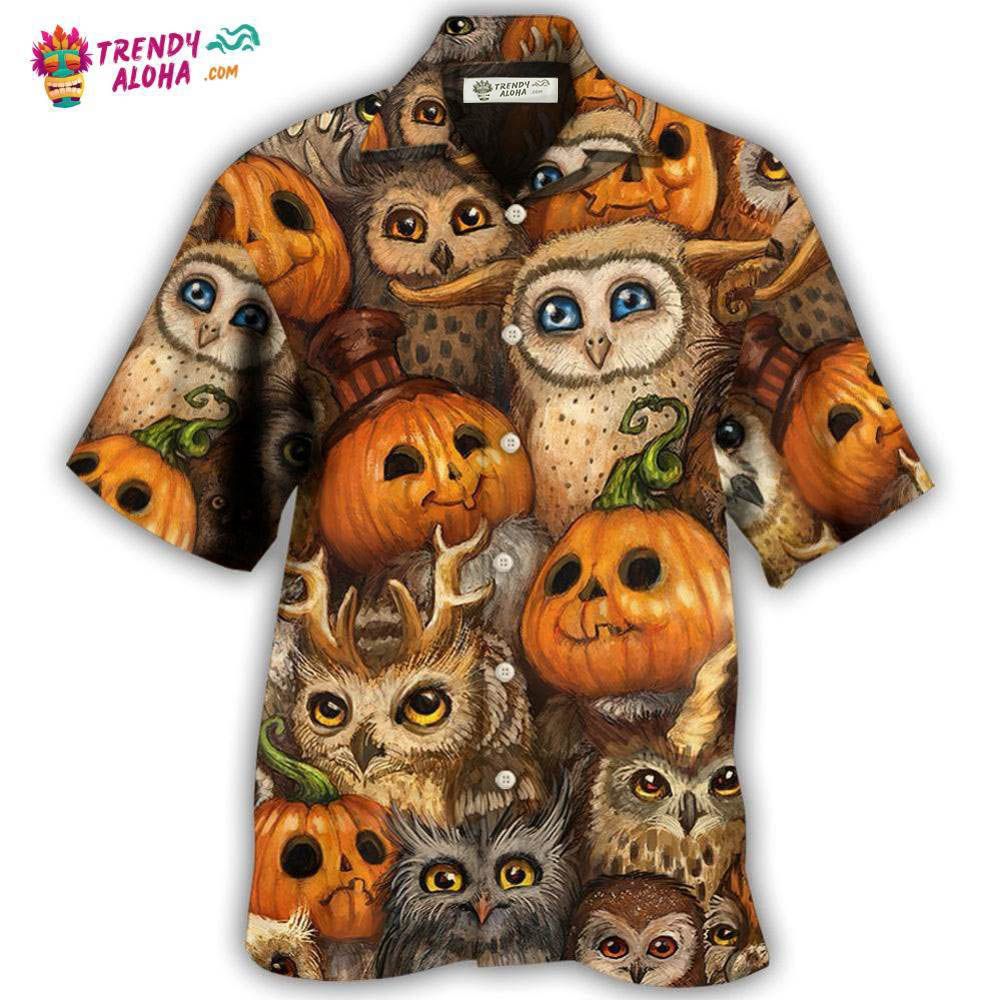 Halloween Owl Pumpkin Pattern Hawaiian Shirt – Trendy Aloha Halloween Owl Pumpkin Pattern Hawaiian Shirt – Trendy Aloha