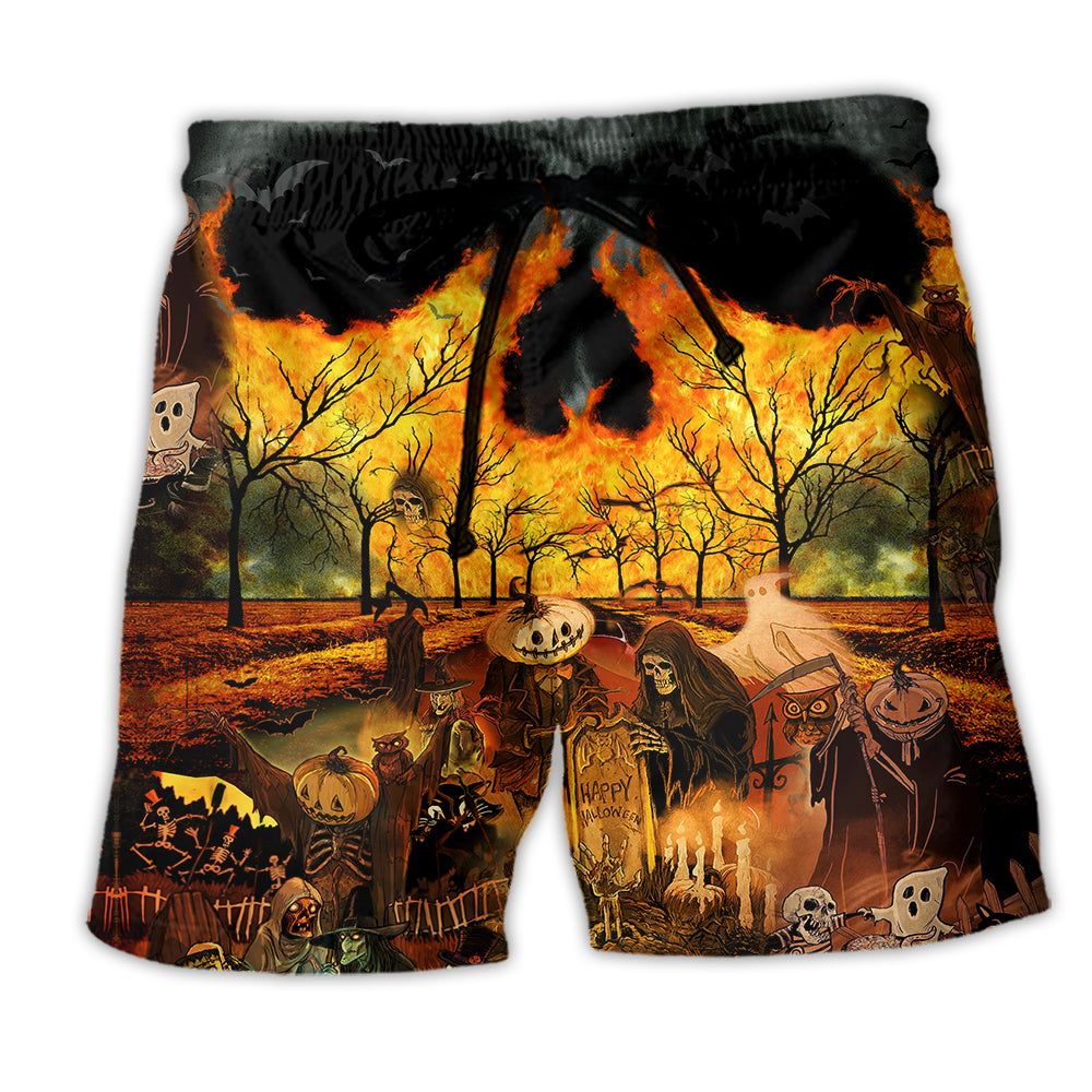 Halloween Party Colorful Trendy Aloha Hawaiian Beach Shorts