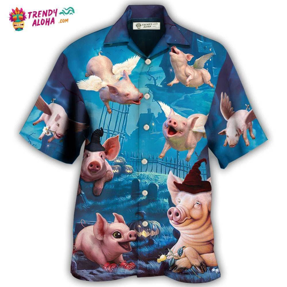 Halloween Pig Fly Pumpkin Scary Hawaiian Shirt – Trendy Aloha Halloween Pig Fly Pumpkin Scary Hawaiian Shirt – Trendy Aloha