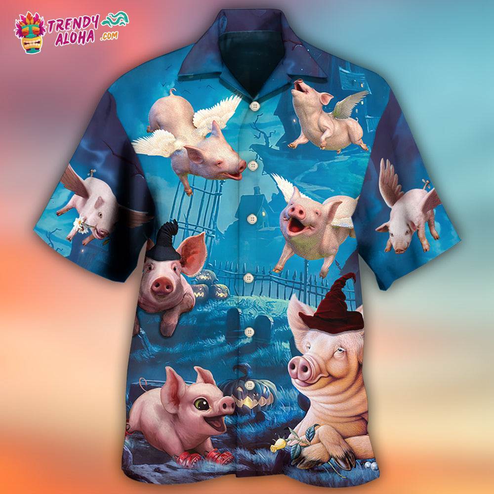 Halloween Pig Fly Pumpkin Scary Hawaiian Shirt – Trendy Aloha