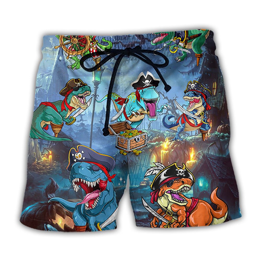 Halloween Pirate Dinosaur Scary Trendy Aloha Hawaiian Beach Shorts