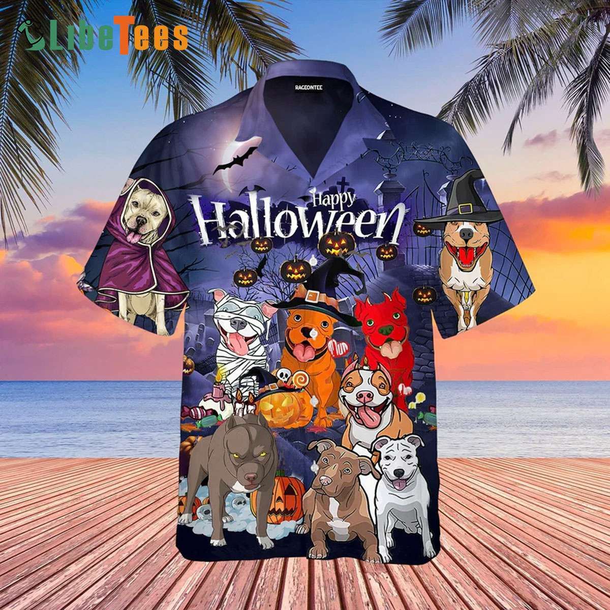 Halloween Pitbull Shenanigans Hawaiian Dog Shirt