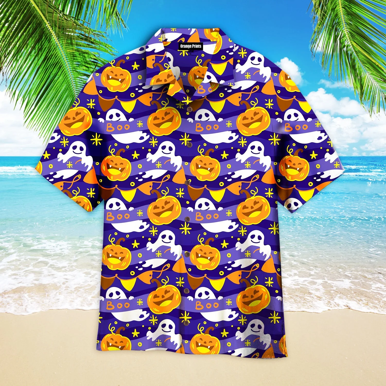 Halloween Pumkin Ghost Climbing Aloha Trendy Hawaiian Shirts