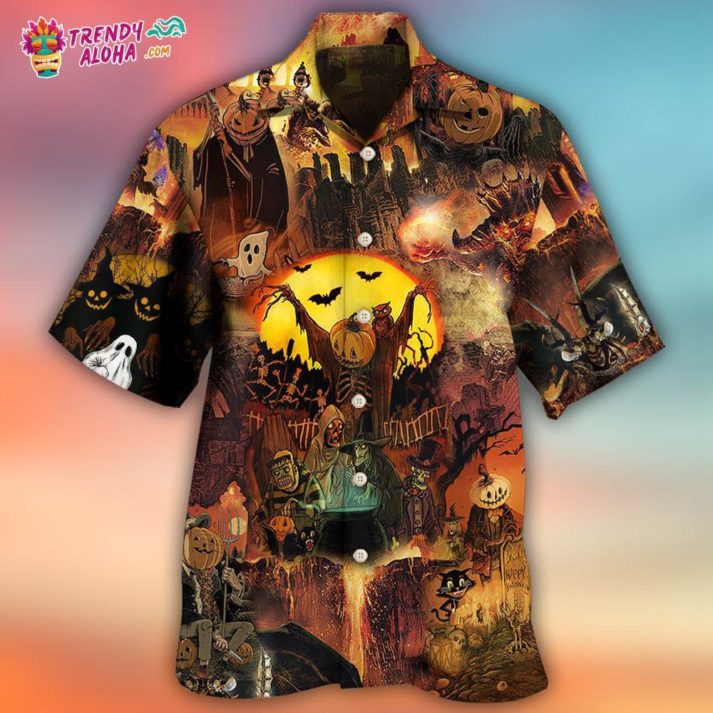 Halloween Pumpkin Ghost Scary Hawaiian Shirt – Trendy Aloha