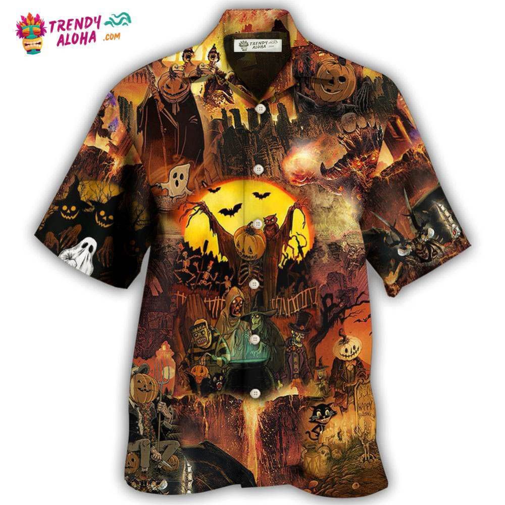 Halloween Pumpkin Ghost Scary Hawaiian Shirt – Trendy Aloha Halloween Pumpkin Ghost Scary Hawaiian Shirt – Trendy Aloha