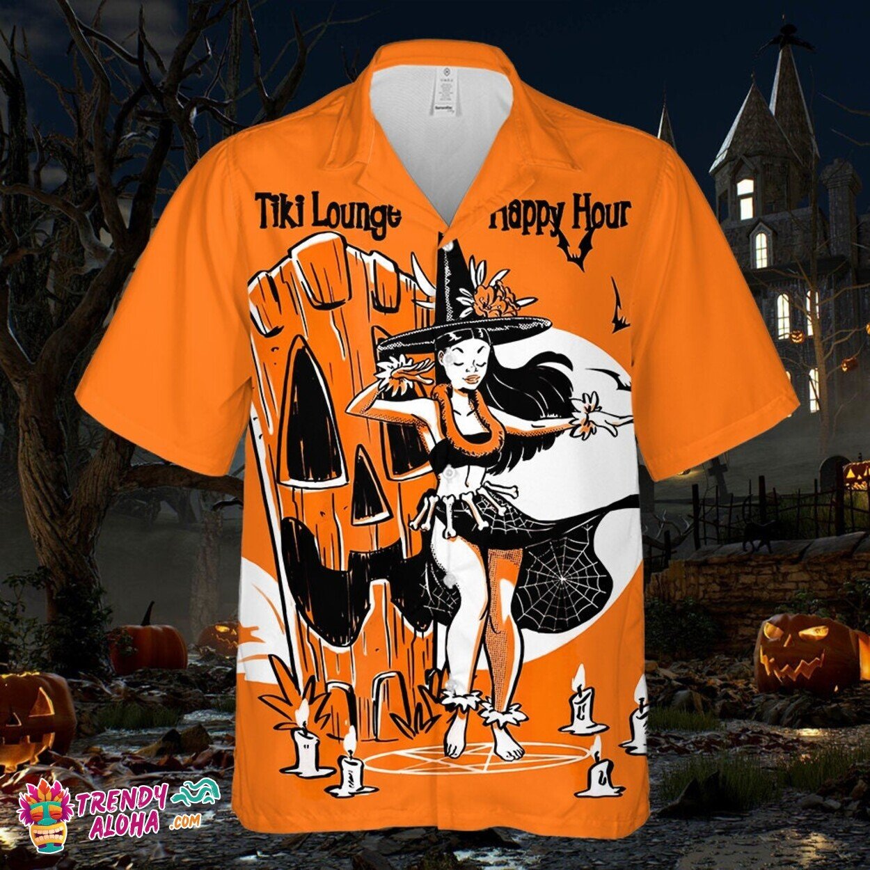 Halloween Pumpkin Girl Happy Hour Orange Premium Hawaiian Top