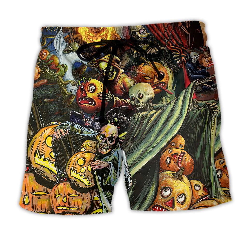 Halloween Pumpkin Scary Lover Trendy Aloha Hawaiian Beach Shorts