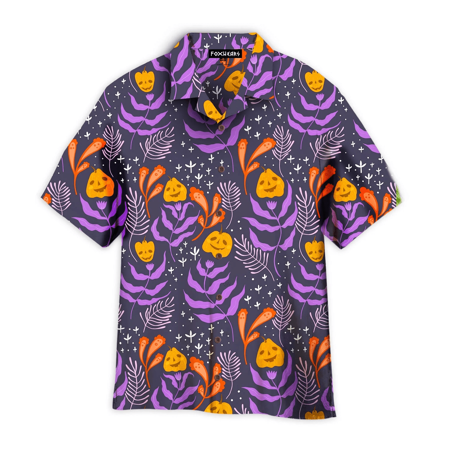 Halloween Pumpkins Tropical Pattern Hawaiian Shirt