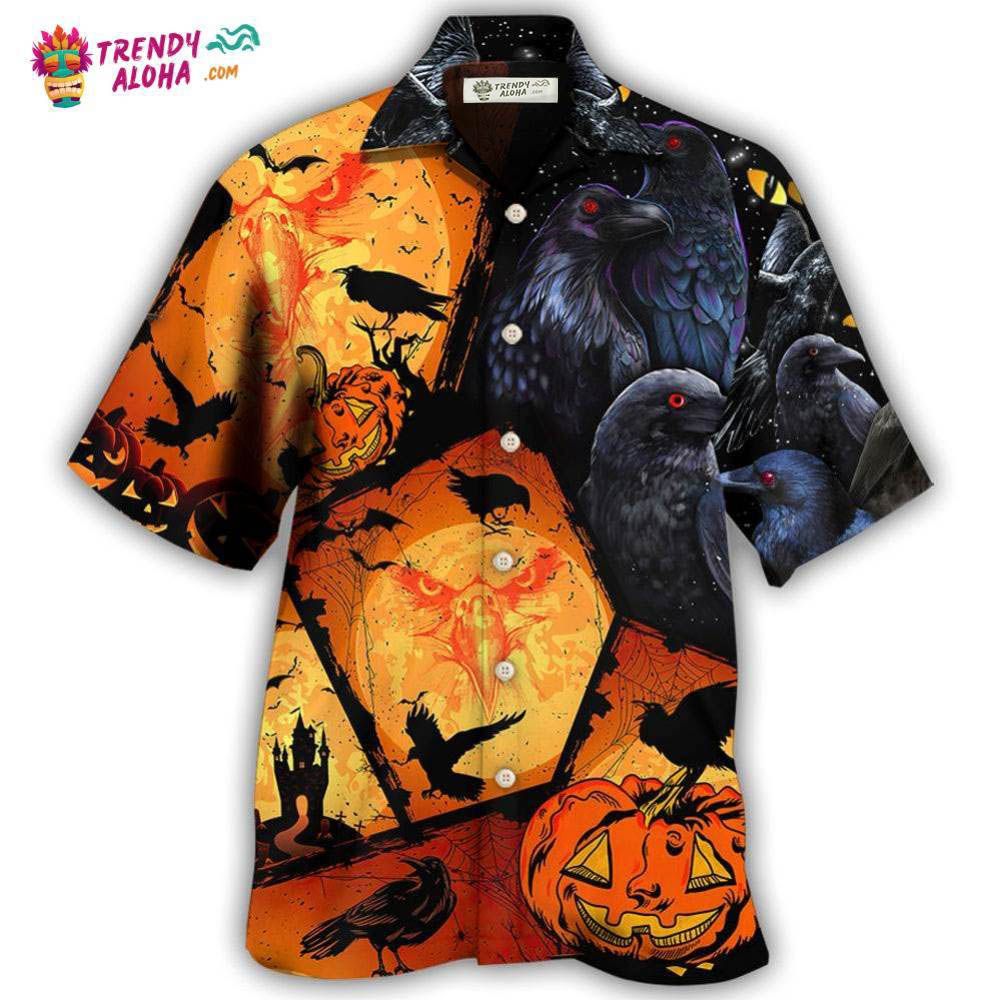 Halloween Raven Pumpkin Scary Hawaiian Shirt – Trendy Aloha Halloween Raven Pumpkin Scary Hawaiian Shirt – Trendy Aloha