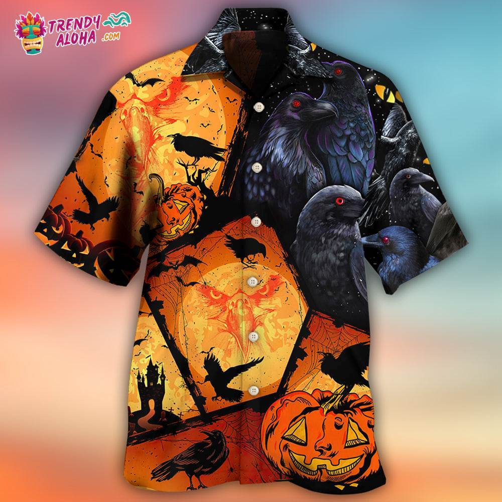Halloween Raven Pumpkin Scary Hawaiian Shirt – Trendy Aloha